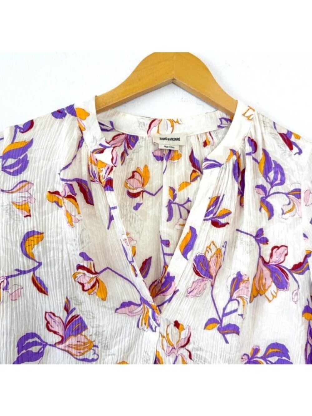 Zadig & Voltaire Cut Flowers Floral Tink Blouse Size Small - Picture 4 of 13